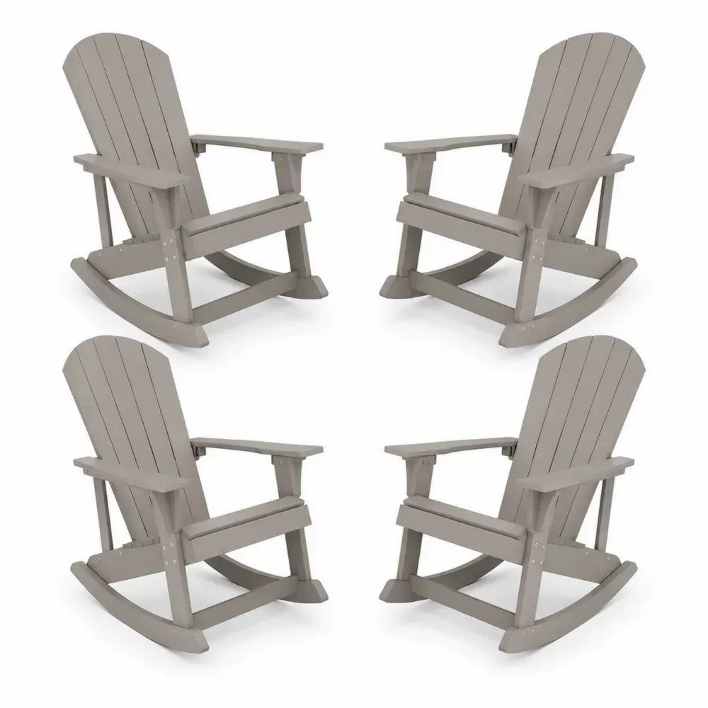 4er Set Garten Schaukelstühle Adirondack mit Armlehnen HDPE Taupe 74 x 92 x 104 cm