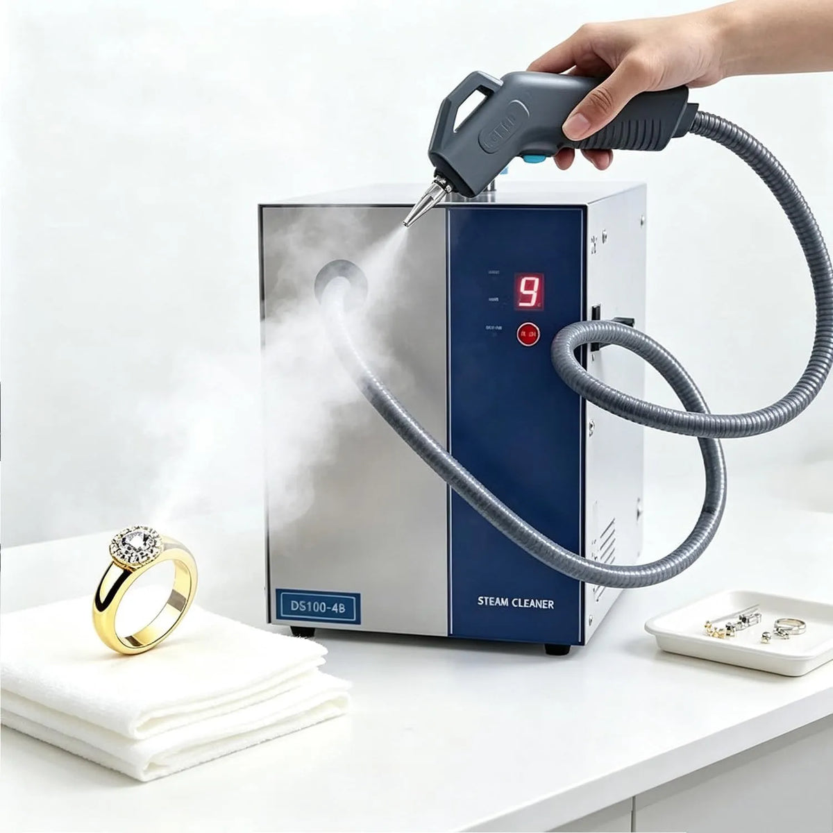 Stoomreiniger met 1200 W, 2600 W, 135°C, RVS, hogedrukstoom, zilver en goud