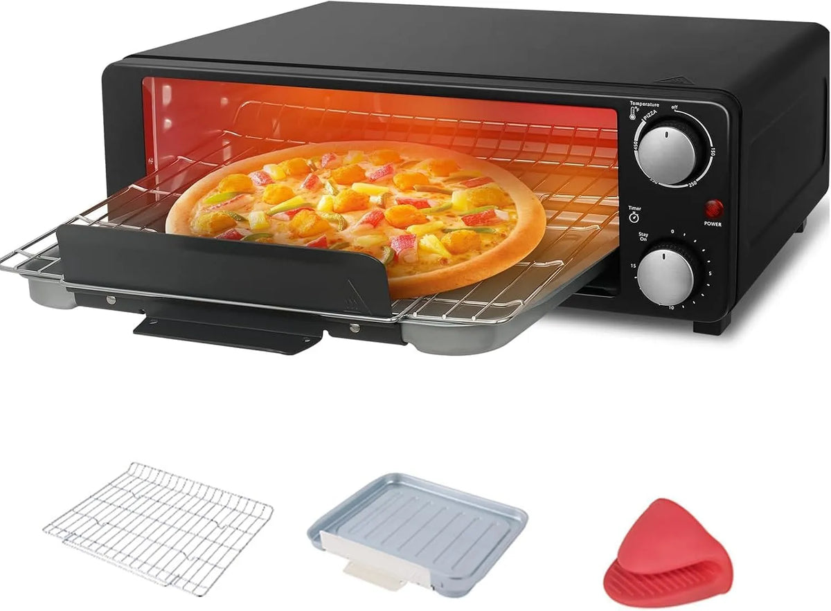 Tafel met 1200 W, 15 minuten, 0-230 °C, timer en RVS, elektrische pizzaoven van 1200 W
