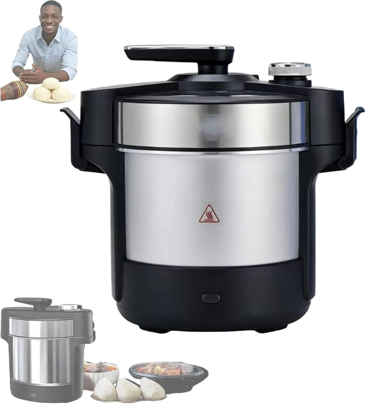 Machine met 1000 W kook- en stampmachine, Elektrische bonsde Yam-machine, 6L automatische Afrikaanse zwaluwvoedselmixermaker, serveer 5-6 personen
