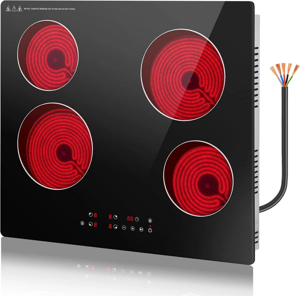Kookplaat met 60 cm, 6000 W, 230 V, 56 x 49 cm, 1-99 minuten, 9 standen en timer