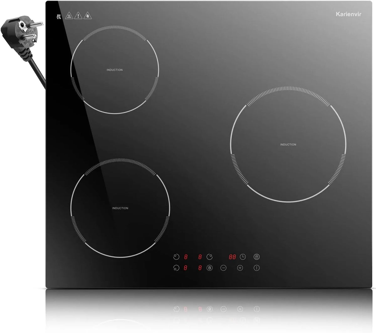 Inductiekookplaat 2 platen met stekker met 30cm, 220-240v, 3500 W, timer, 60 cm, 2000 W, 5 minuten en 1800 W