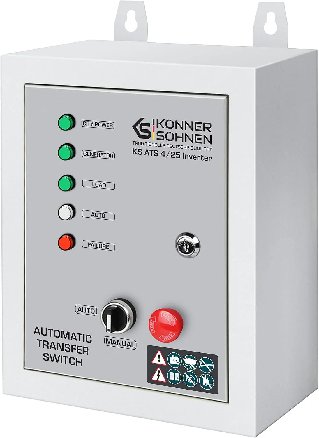 Generator, 400 V, start en stopt de generator en schakelt automatisch om.