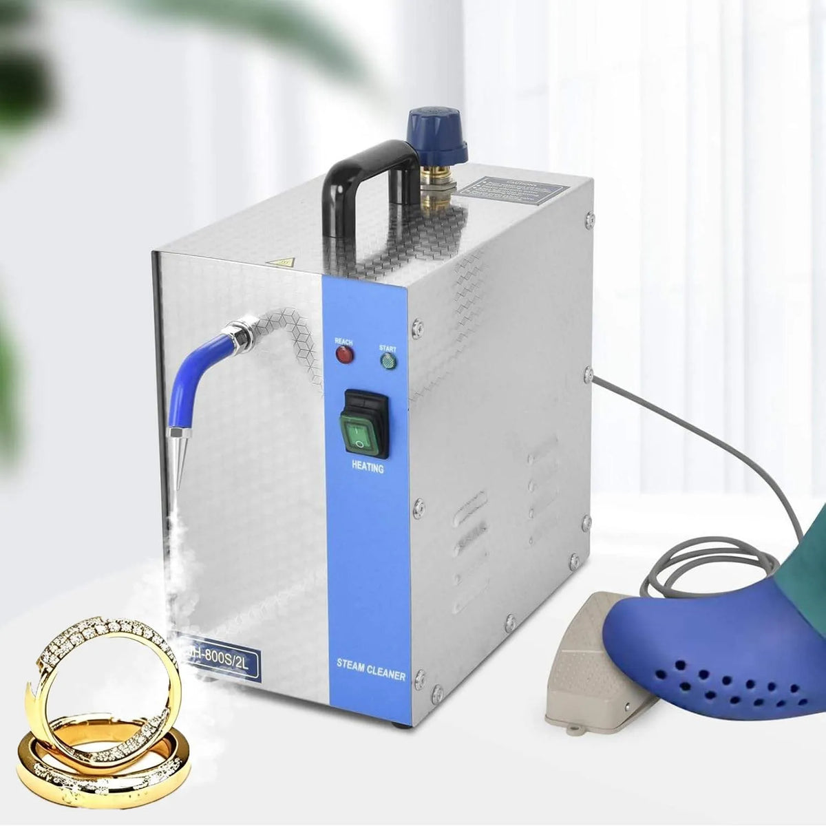 Stoomreiniger met 1300 W, 2600 W, 1200 W, 135°C, hogedrukstoom, zilver en goud