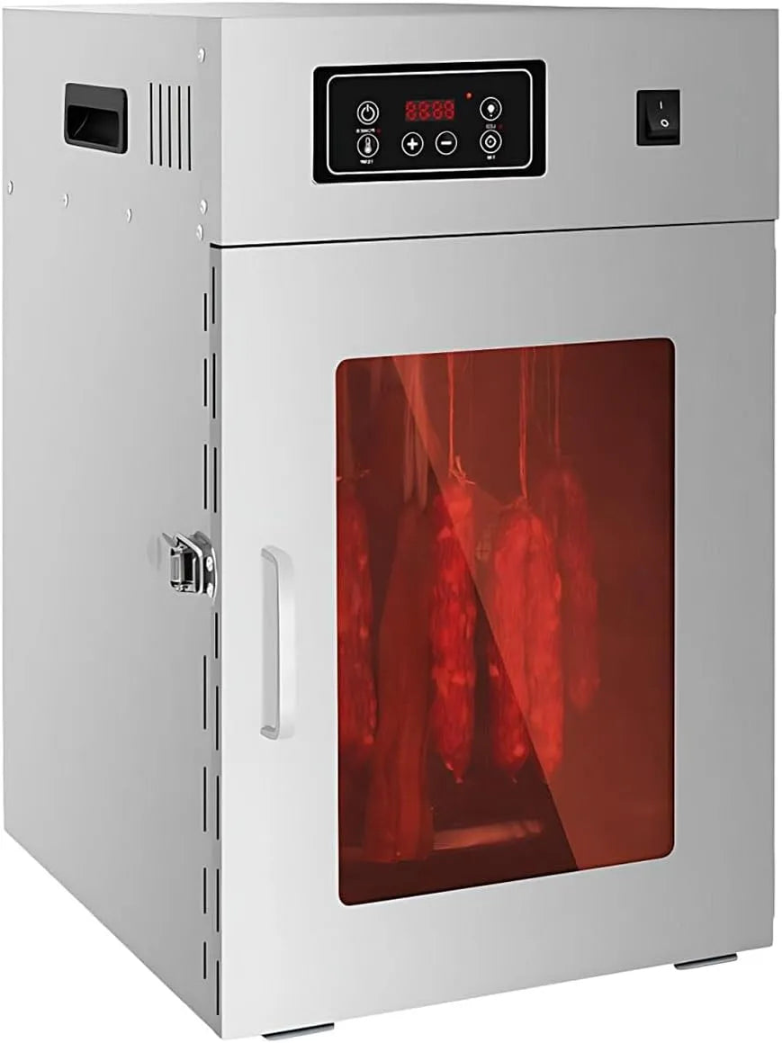 Ventilator met 800 W, 30–90 °C, RVS en 24-uurs timer, 360° Roterende Droogkast Met Airflow Systeem Voor Biltong