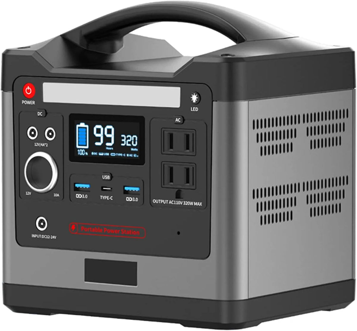 Draagbaar powerstation, 96000 mAh, 12.8 v, 307Wh, hogedrukstoom, onderspanning