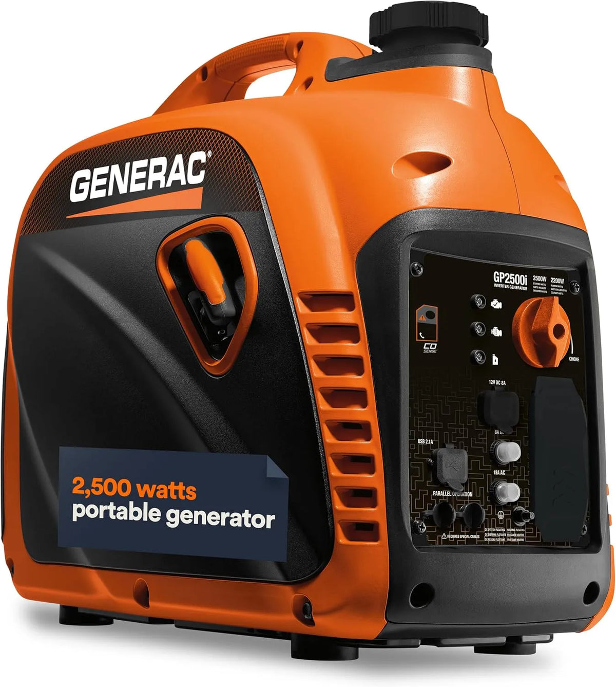 Spanningsomvormer GP2500i met 2500 W en invertertechnologie, Generac 8251 GP2500i Draagbare omvormer-generator