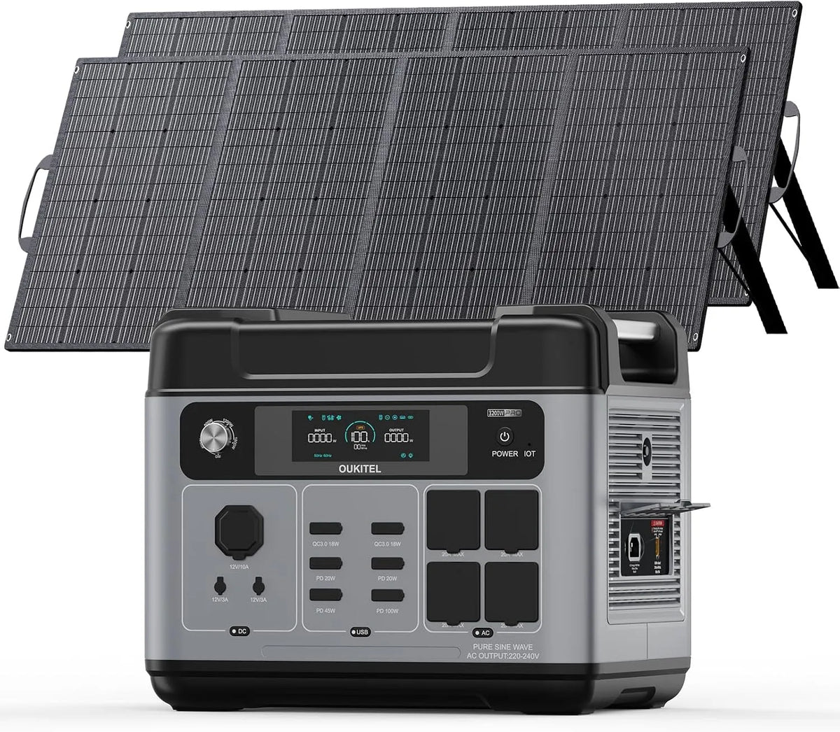 Zonnepaneel met 3200 W, 2x200W, app-bediening, zonne-energie, geluidsarme werking en voor binnen en buiten
