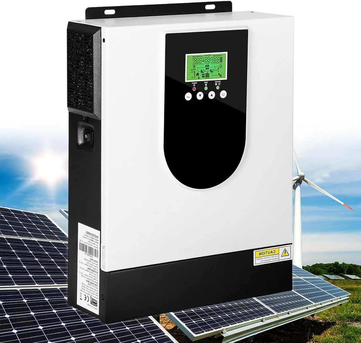 Spanningsomvormer, Hybride zonne-omvormer DC24V naar AC230V, PV 3000 W DC30-400V ingang, max, off-grid zuivere sinusomvormer met 80A MPPT