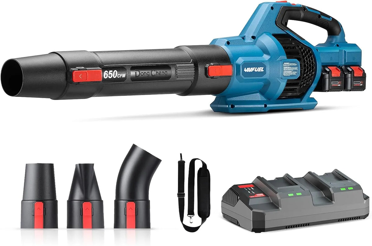 Ventilator, 18 V, 3 sproeiers, 4 Ah accu en oplader, voor bladeren en hardnekkig afval in de tuin, op wegen