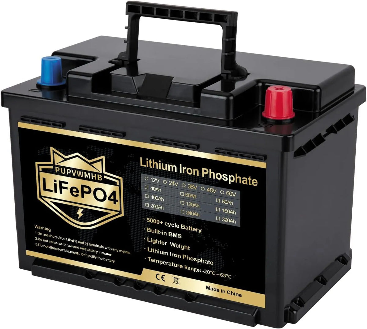 12 V, LiFePO4 12 V 120 Ah met Bluetooth BMS 100 A batterij tot 15000 cycli max 1536 Wh lage temperatuurbeveiliging Deep Cycle compact design camper