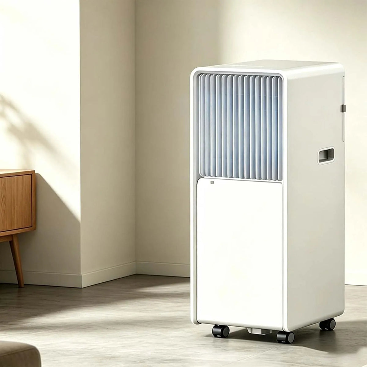 Mobiele airconditioner, 4-in-1, stoffilter en 360 °, omvormer mobiele airconditioner met koeling, verwarming, ontvochtiging en ventilatie, slim
