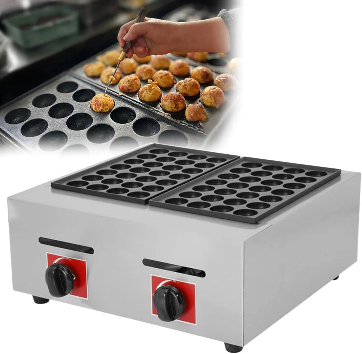 Nonstick Takoyaki Machine met 25,5 x 49 x 22 cm, 47 x 49 x 22 cm, 54 x 31 x 23 cm, 53 x 52 x 23 cm en 1-3 cm