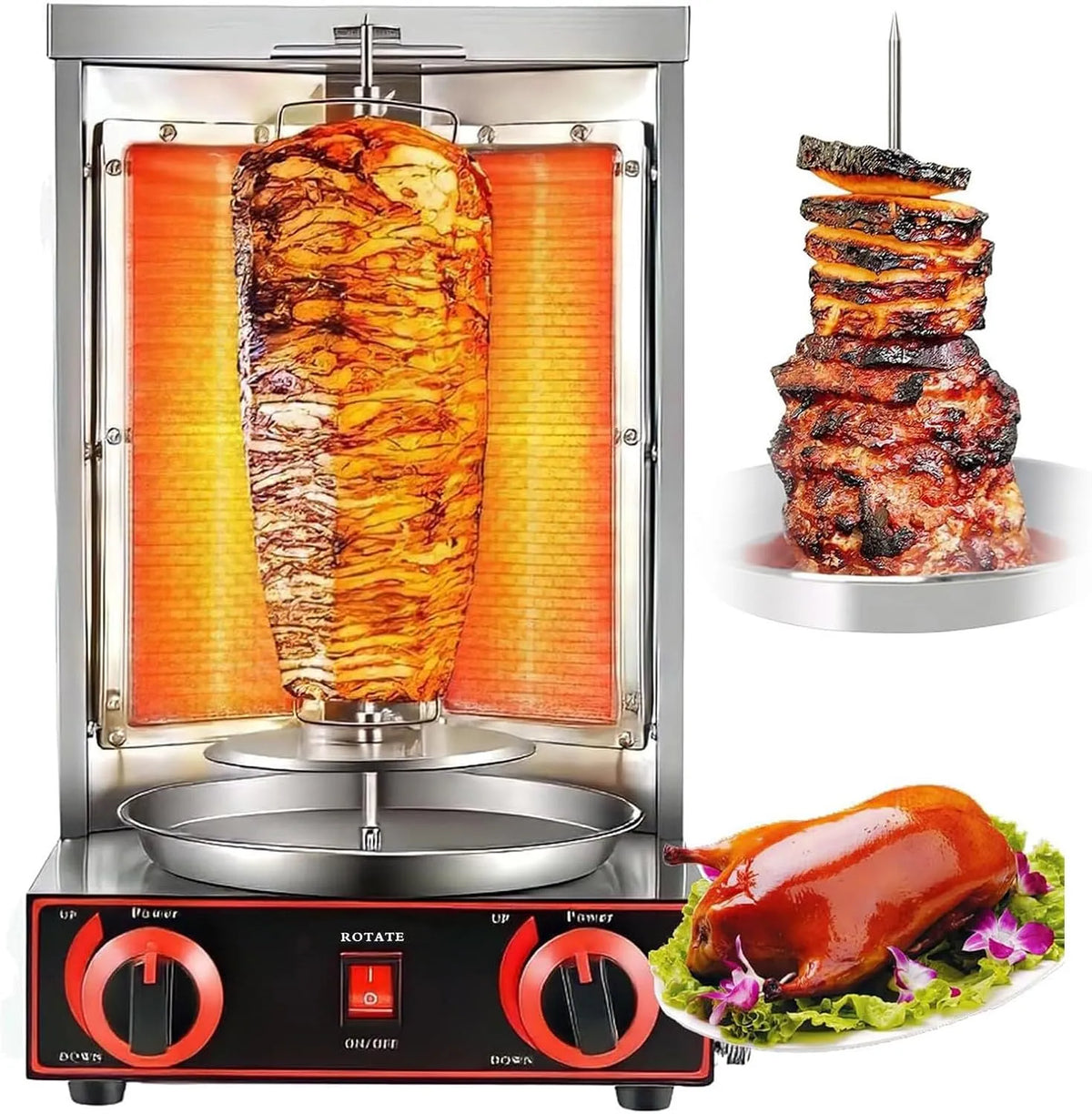 Inbouwoven met 50-300 °C, 1-2 cm en RVS, Home Verticale, thuis Verticale Rotisserie Ovengrill