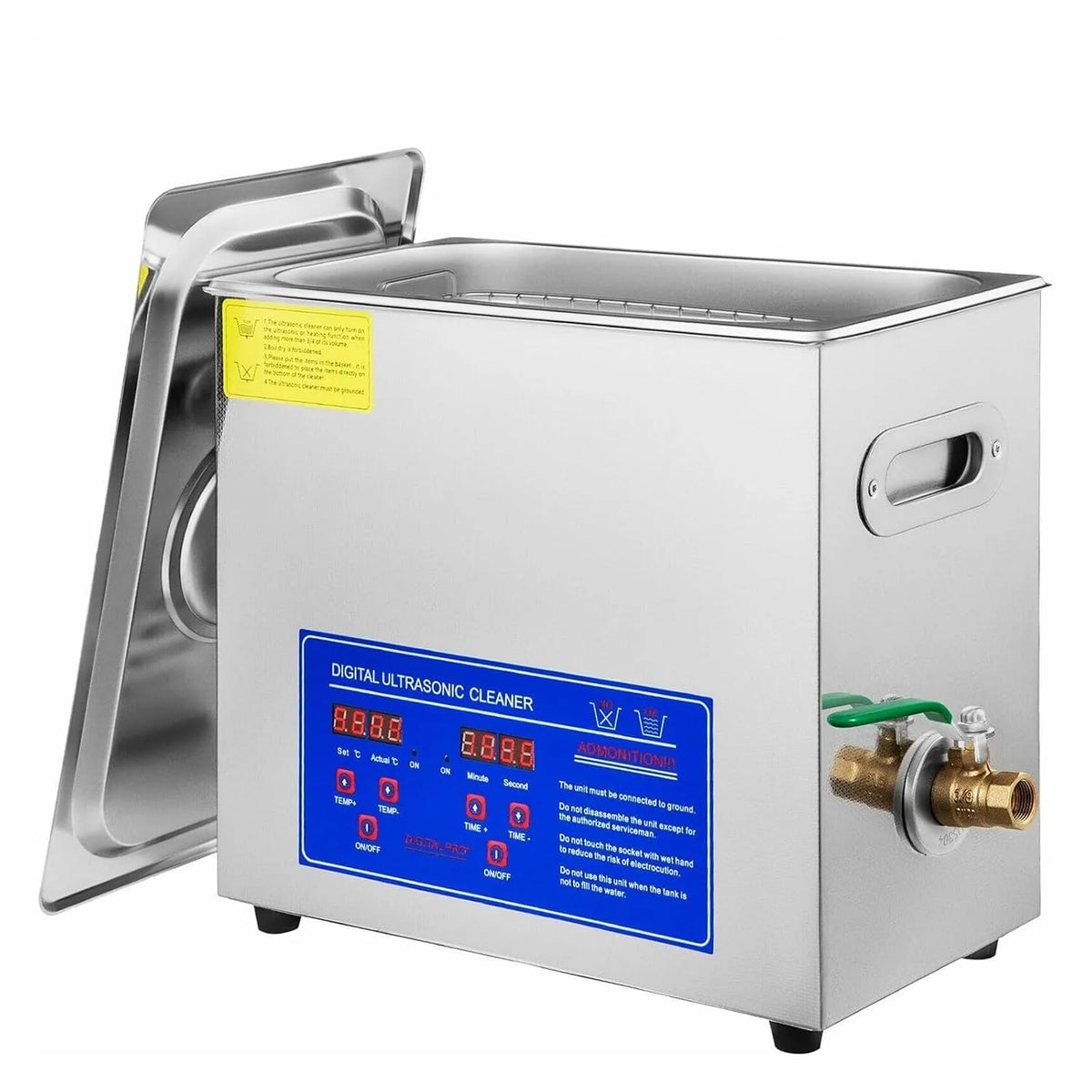 Ultrasoonreiniger met 6 l, 200 W, 80 °C, waterreservoir en RVS