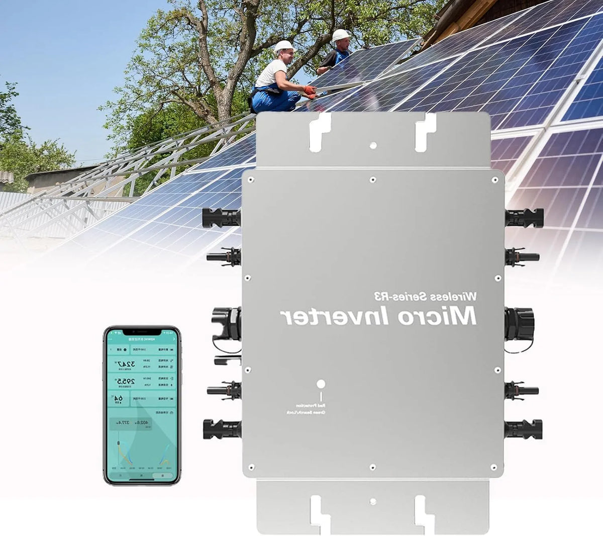 Spanningsomvormer, IP65, Solar Grid Tie, zonne-energie, WiFi APP-bewaking, industrieel gebruik,1200 W-220V
