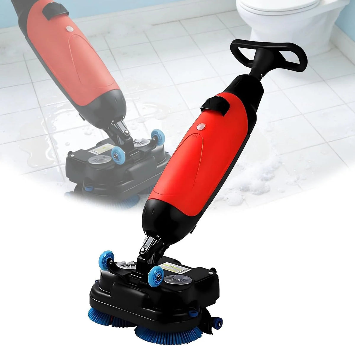 Vloerschrobmachine met 50 x 36 x 120 cm, 17 inch, 18 inch, 36V, 80 minuten, 3-in-1, waterreservoir en rood
