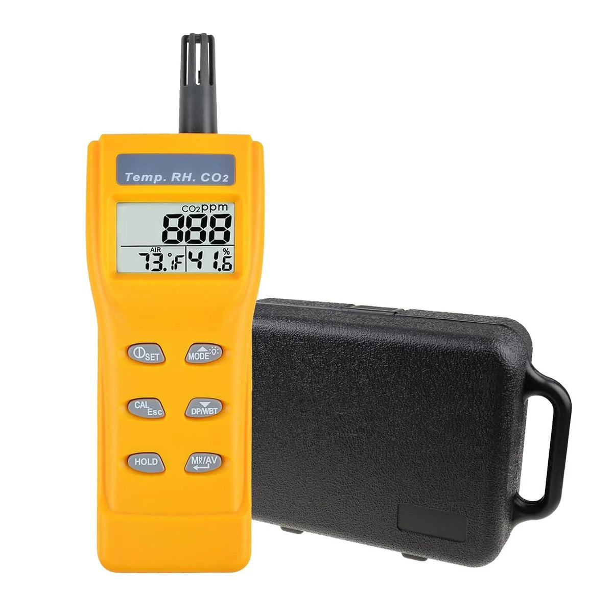 Luchtkwaliteitsmeter, CO2-meetapparaat CO2-detector, luchtkwaliteitsmonitor met NDIR-sensor, mobiele CO2-detector en monitor 0-9999 ppm