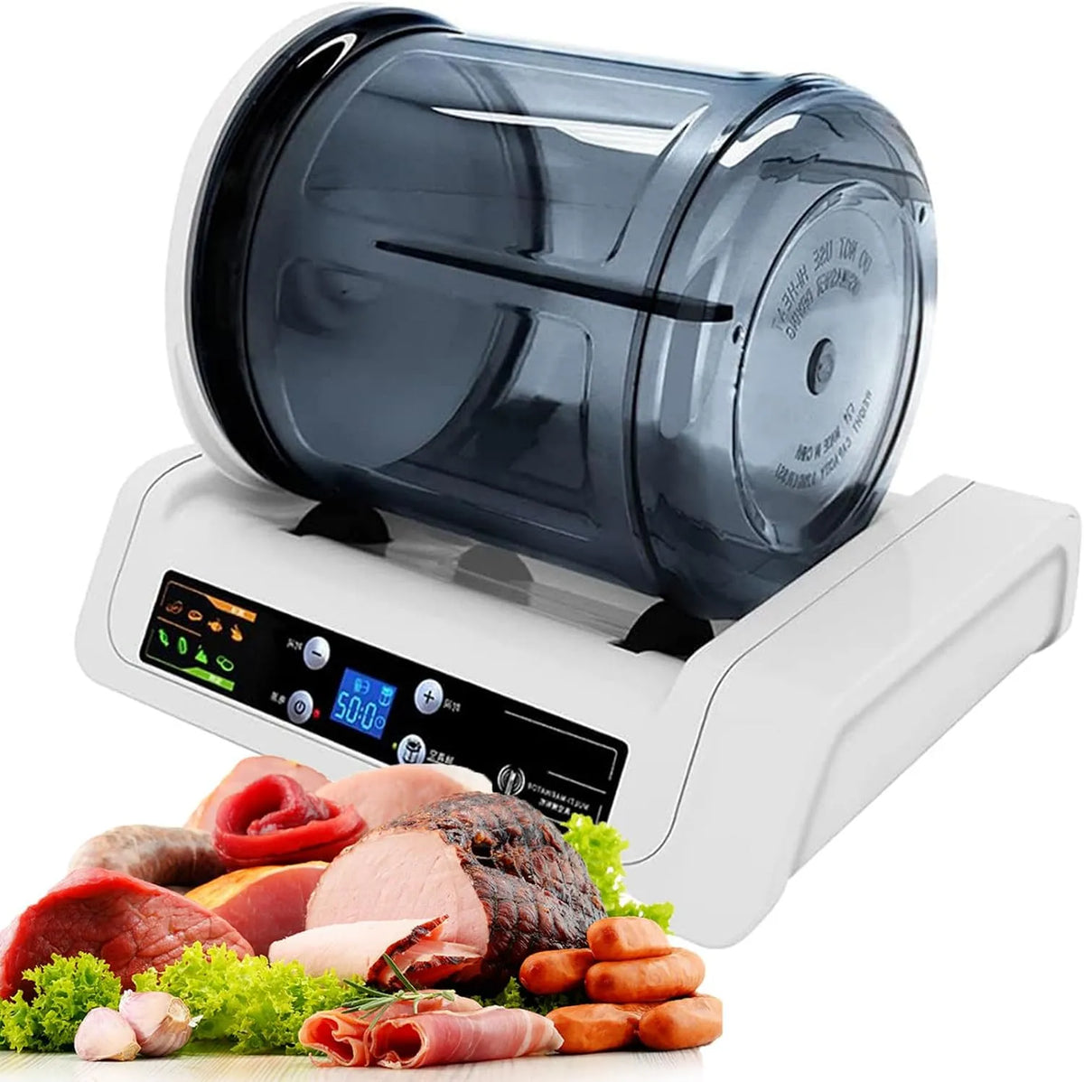 Machine met 7 l, 33 x 24 x 25 cm, 220 V, 50 Hz en 20 W, 7 l vacuüm voedseltuimelmachine met timing en lcd-display