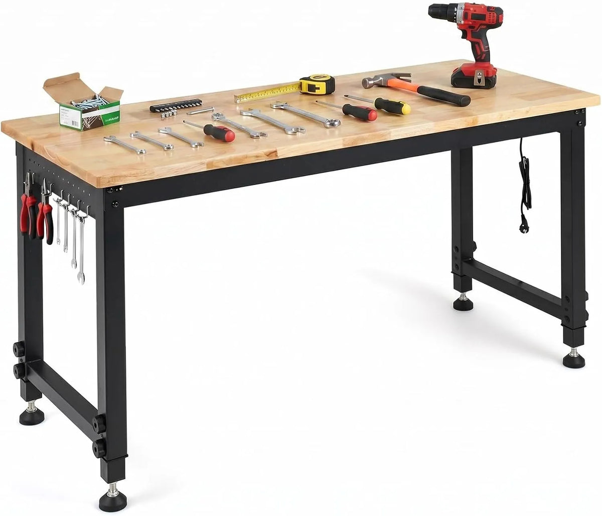 COSTWAY 122 cm zware werkbank met 122 cm, voor bouwplaats en werkplaats en zwart