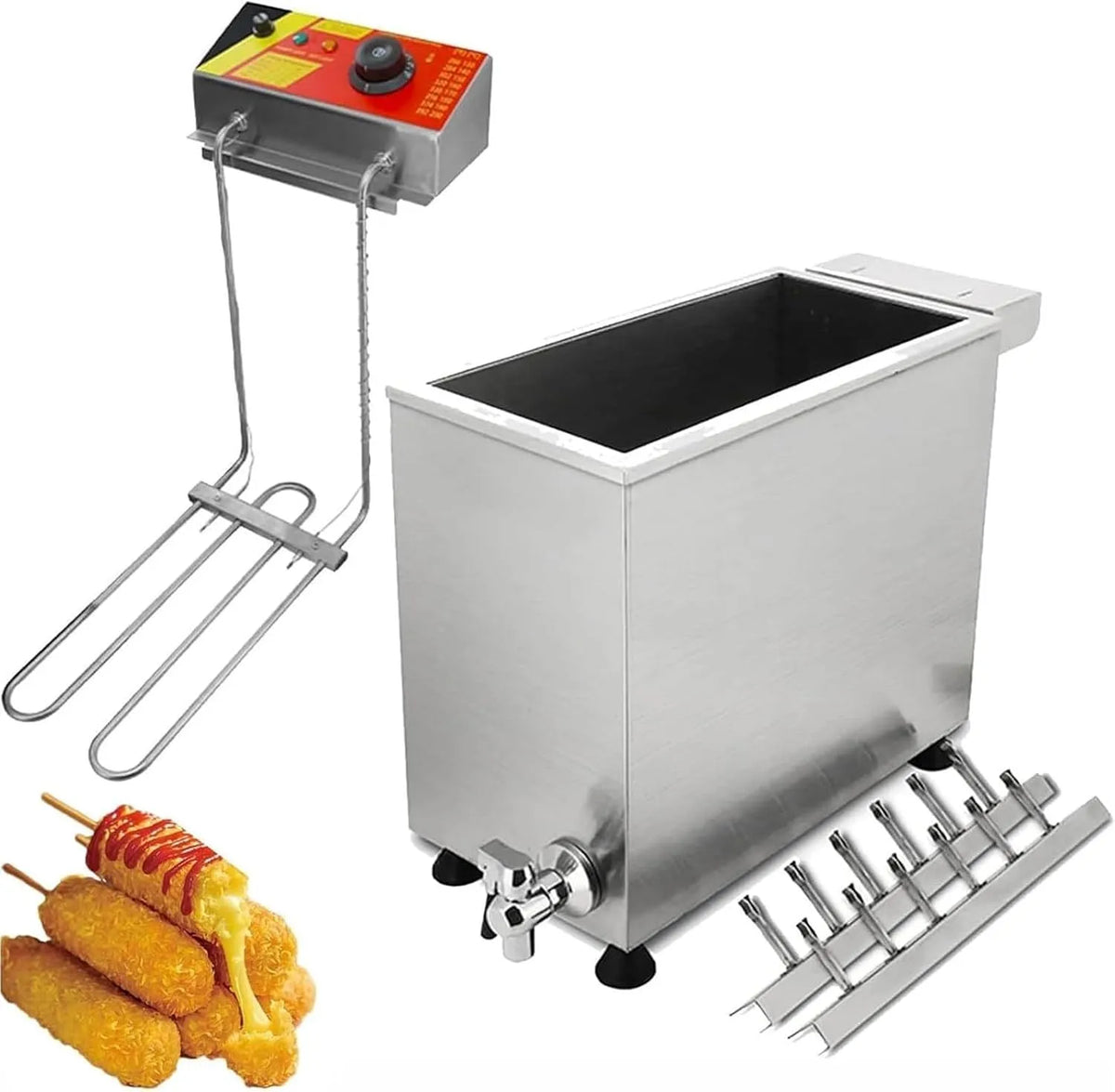 Machine, 3000 W, Restaurant Electric, Kaascorndog Frituurpan 21l CommerciëLe Hotdogs Frituurmachine Instelbare