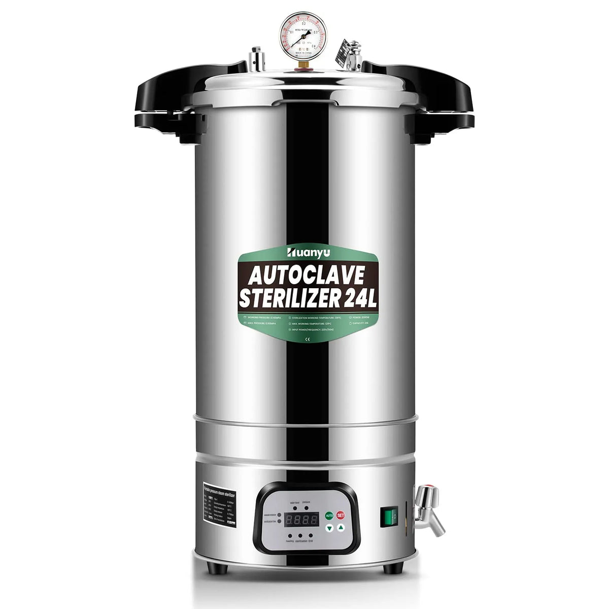 Stoomsterilisator, Huanyu 24L Autoclaaf Sterilisator Automatische Stoom-autoclaaf, & Tijd Instelbare Hogedruk Stoom-sterilisator
