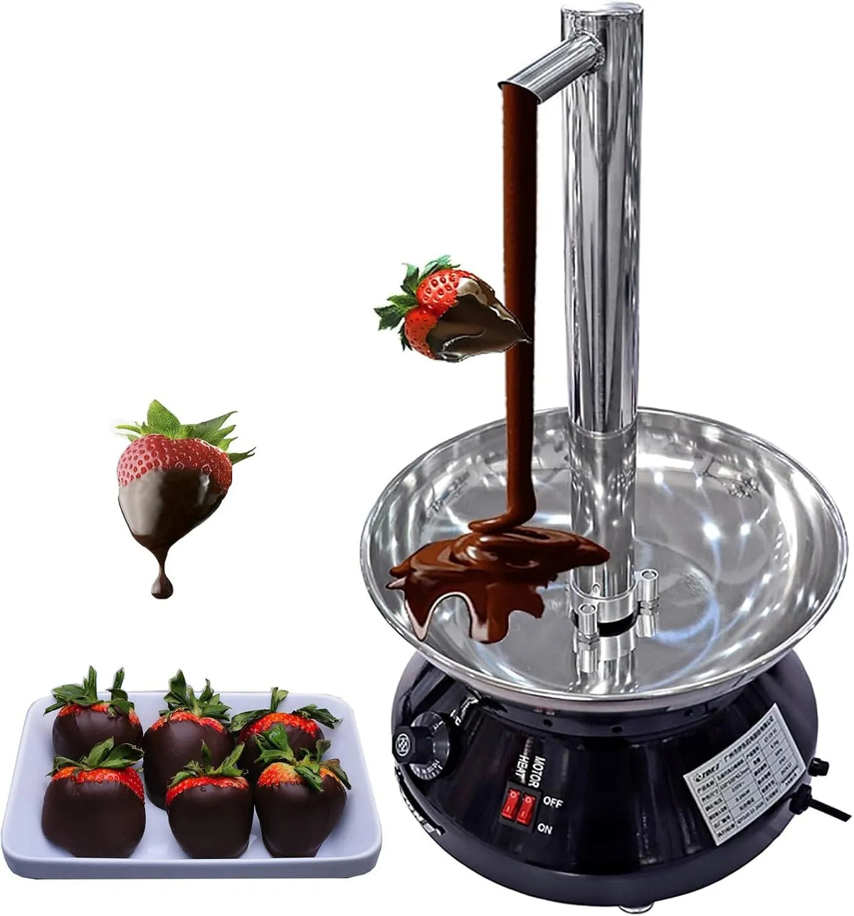 Elektrische Chocoladefontein Machine met 33 x 61 cm, 230 W, regelbare thermostaat en RVS