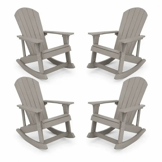 4er Set Garten Schaukelstühle Adirondack mit Armlehnen HDPE Taupe 74 x 92 x 104 cm