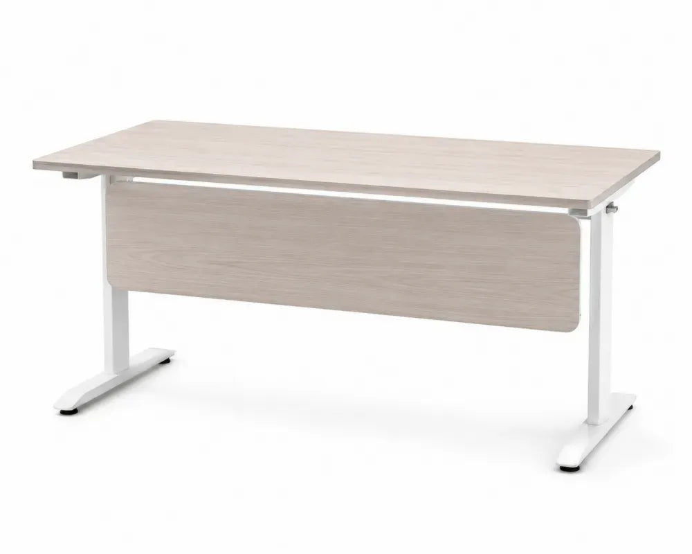 Rechteckiger Schreibtisch 120 x 60 x 75 cm melaminbeschichtete Spanplatte Eiche hell weiß pulverbeschichtetes Stahlgestell