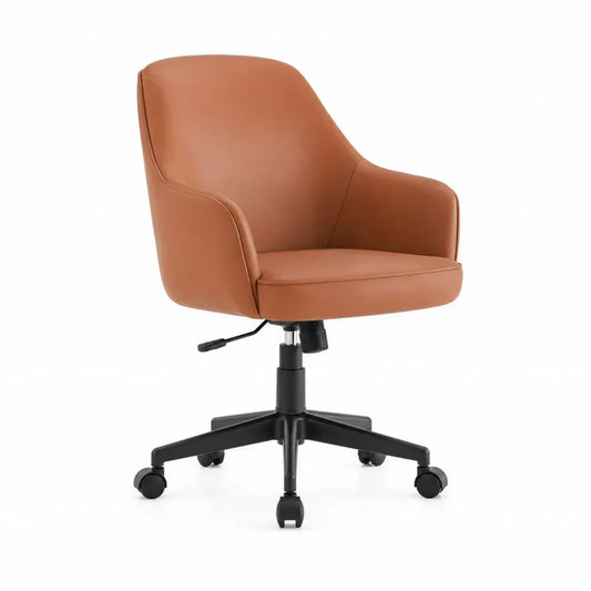 Bürostuhl Drehstuhl höhenverstellbar mit Armlehnen Schalenform PU-Kunstleder Stahl Cognacbraun Schwarz 60 x 62 x 88-98 cm