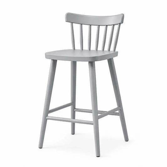 Barhocker mit Spindellehne Sitzhöhe 75 cm Kautschukholz Grau 50 x 49 x 101 cm