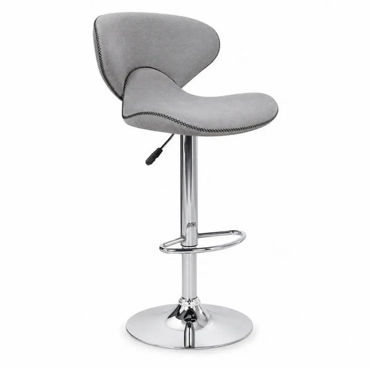 Barhocker höhenverstellbar drehbar mit geformter Sitzschale Polyestergewebe Stahl Grau Chromfarben Schwarz 47 x 49 x 86 bis 107 cm