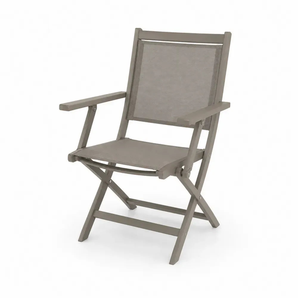 Gartenstuhl Klappstuhl mit Armlehnen 58 x 62 x 88 cm Aluminiumrahmen Textilene Taupe