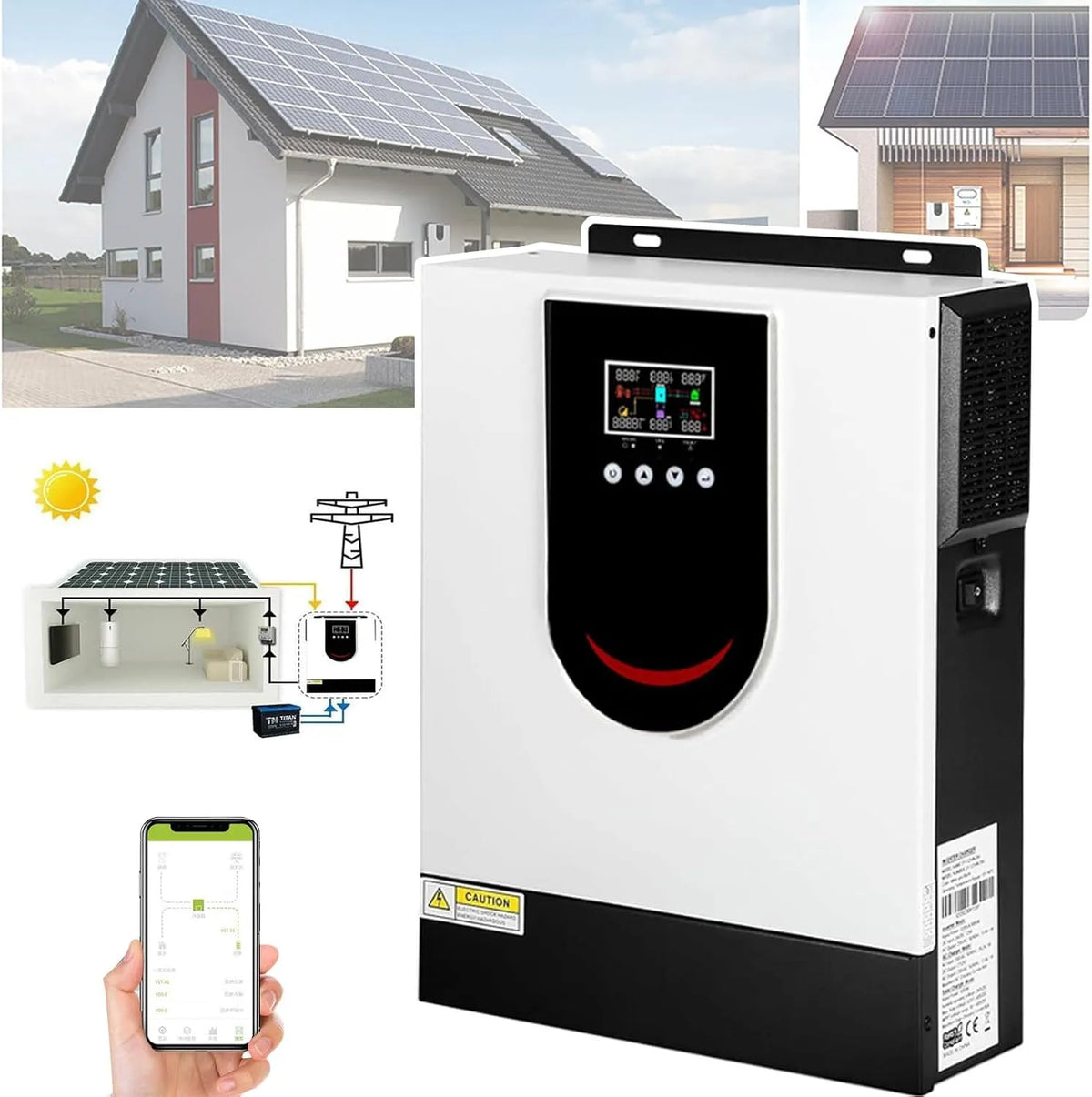 Spanningsomvormer DC24V-1.5KW met 1,0-10,2 KW, 12v, 48v, digitaal display, zonne-energie en aluminium