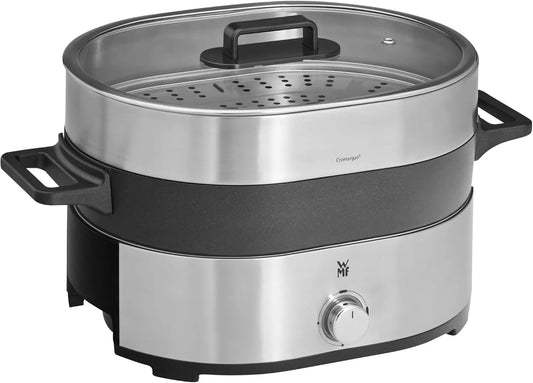 Voedselstomer, 1700 W, WMF Lono Hot Pot & Stoomkoker elektrisch 3,6 l, Chinese fondue voor 6 personen, RVS mat, stoomopzetstuk voor Dim Sum, Bao