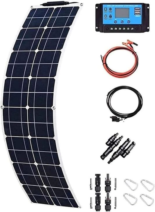 Zonnepaneel, Monokristallijne Zonnemodule met Laadregelaar 40A & Kabel voor RV, Aanhangwagen, Marine, 200 W/400 W/800 W Flexibel Zonnepaneel