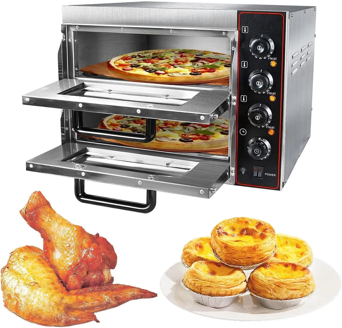 Inbouwoven met 3KW, 350 °C, 120 minuten en RVS, 16' Dubbele Deklaag
