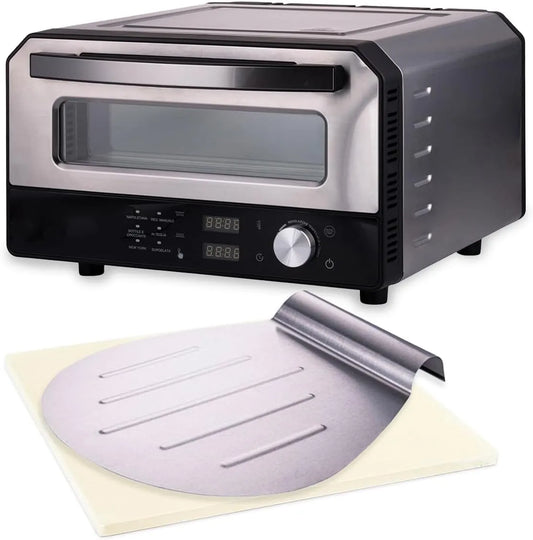 Inbouwoven met 37 x 37 cm, 2200 W, 450 °C, 2 minuten, timer, hogedrukstoom en grijs
