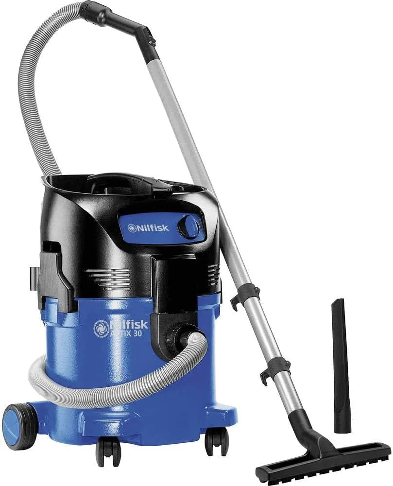 Nat- en droogzuiger, Nilfisk, kabellengte 7,5 m, luchthoeveelheid 3700 l/min, compact formaat, blauw, reservoir 30 l