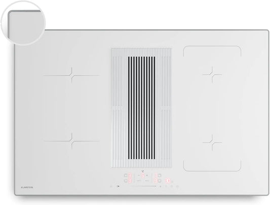 Afzuigkap met timer, 8400 W boost, 80 cm, 4 zones en touchslider, Klarstein Velaire Inductiekookplaat met afzuigkap