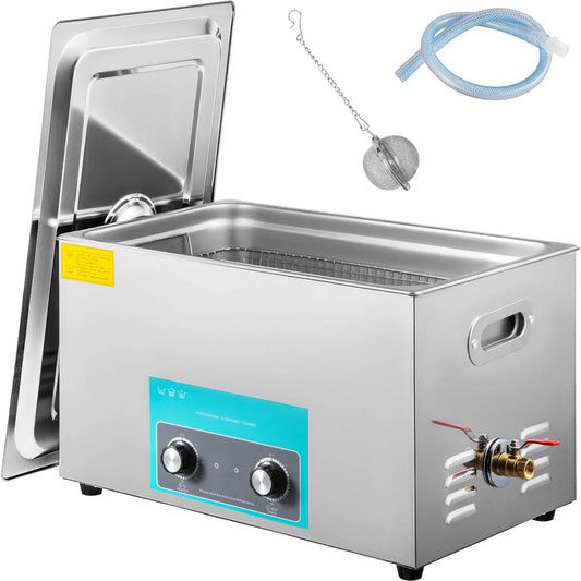 Ultrasoonreiniger met 22 l, 220 V, 480 W, 500 W, 20-80 °C, 0-30 minuten, geluidsarme werking en RVS