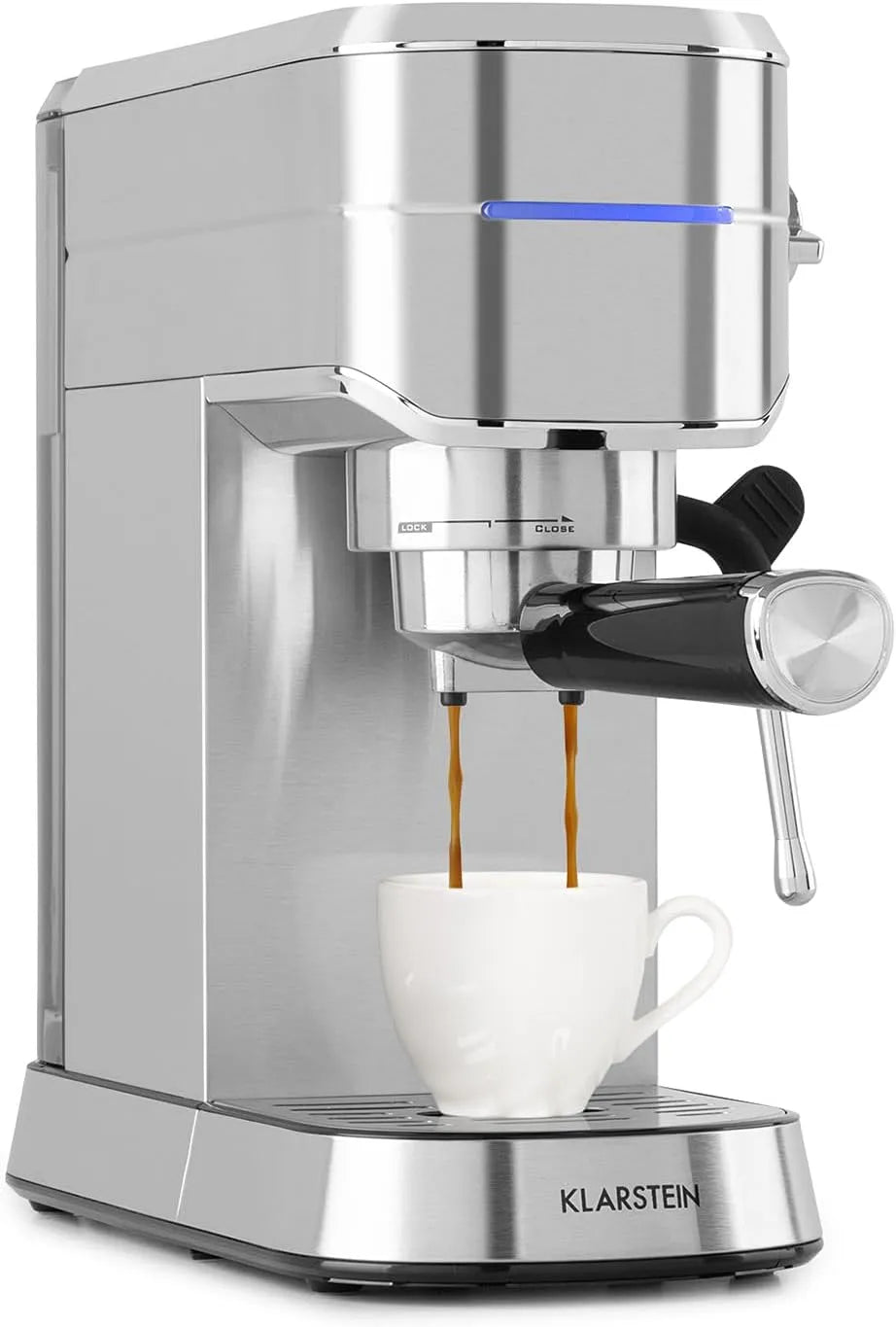 Espressomachine met 1450 W, 20 bar, waterreservoir, RVS en zilver