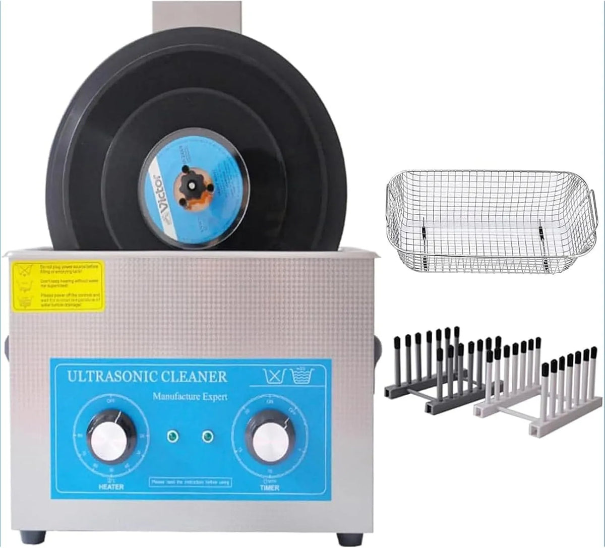 Ultrasoonreiniger, 6.5L Ultrasone Reiniging van Vinyl Schijven Draagbaar, Timer en Verwarmer, Ultrasone Reinigingsmachine