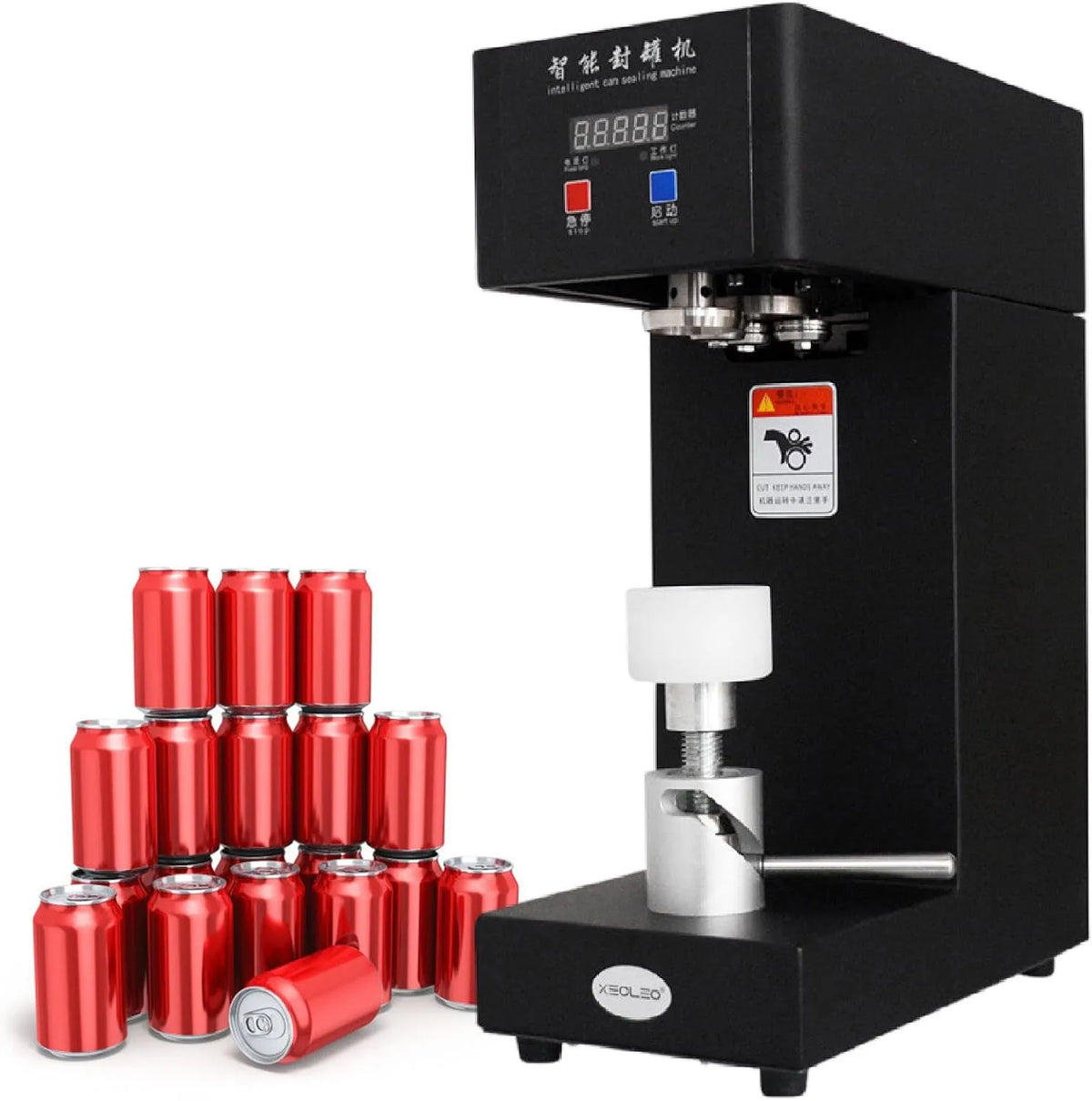 Kan Verzegelende Machine met 21 x 41 x 60cm, 2 inch, 180 W, RVS, zwart en wit