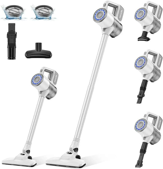 Stofzuiger met 30 kpa, 30 minuten, 2200 mAh, 800 ml, 4-in-1, HEPA-filter en voor tapijt, harde vloeren en dierenharen