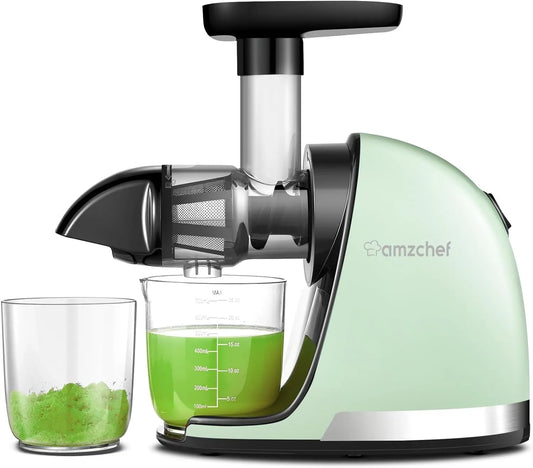 Slow Juicer Machine, Sapcentrifuge met 2 Kopjes en Borstel, Delicate Chew Geen Noodzaak om te Filteren, Masticating Elektrische Vruchtenpersen