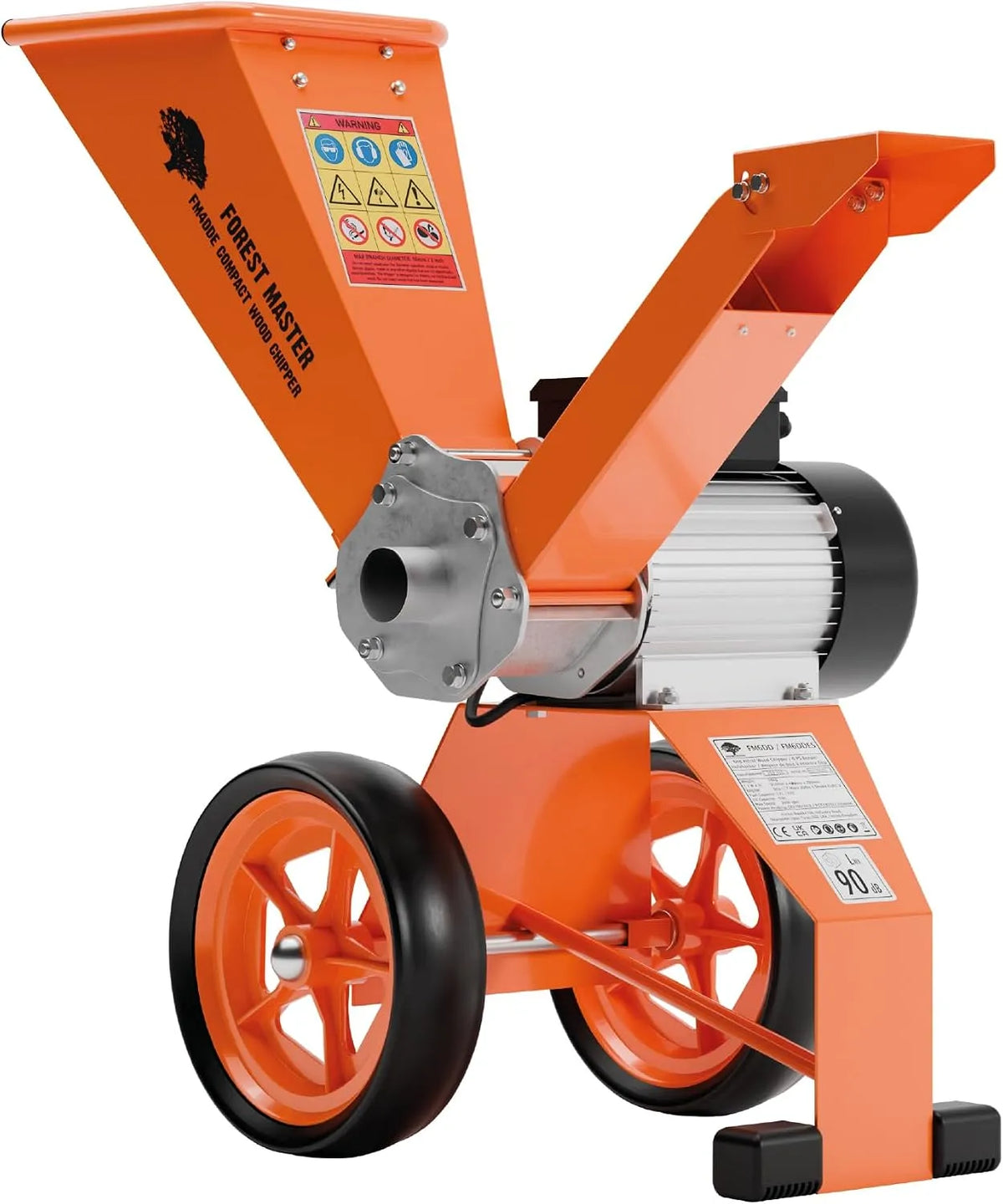 FM4DDE-EU-ADJ 4pk Elektrische Houtversnipperaar, Versnipperd tot 50 mm, Draaibare Trechter, Directe Aandrijving, ruimtebesparend ontwerp