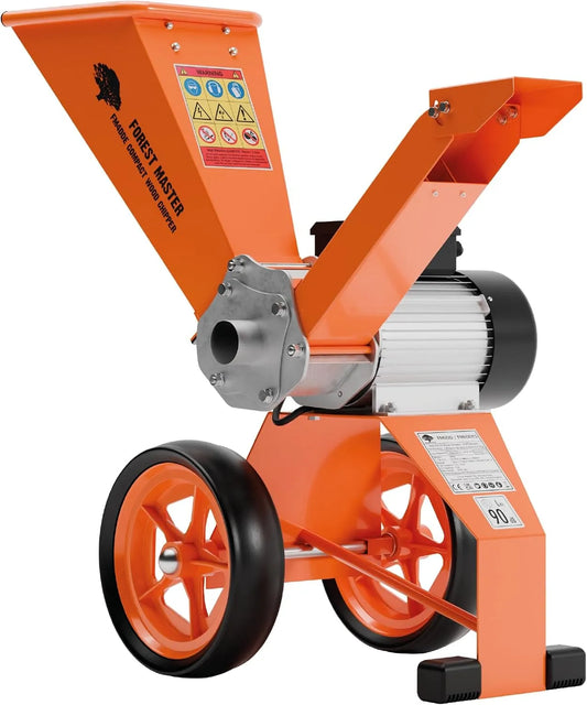 FM4DDE-EU-ADJ 4pk Elektrische Houtversnipperaar, Versnipperd tot 50 mm, Draaibare Trechter, Directe Aandrijving, ruimtebesparend ontwerp