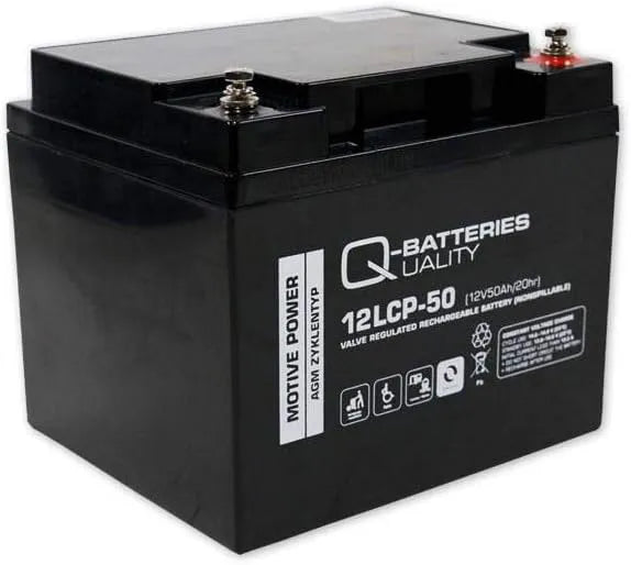 Q-Batteries 12LCP-50/12 V LCP-50/12 met 50 Ah, 50 Ah loodaccu cyclustype AGM