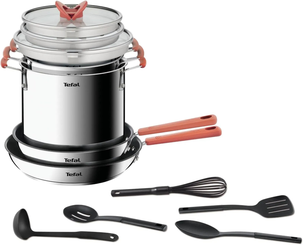 Tefal G721SD74 Opti'Space 10-delige ruimtebesparende pannenset G721SD74 met RVS en keramisch element